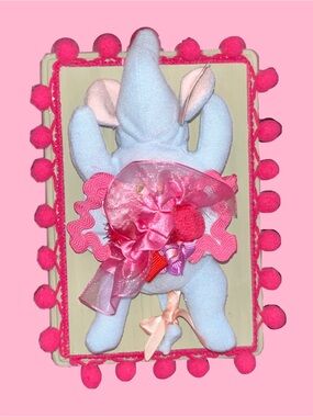 Light Blue Elephant Plushie Faux Taxidermy - Peanut TY Teenie Beanie Baby